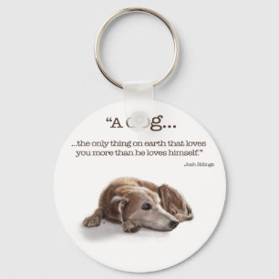 Daydreaming Dog Illustration Keychain