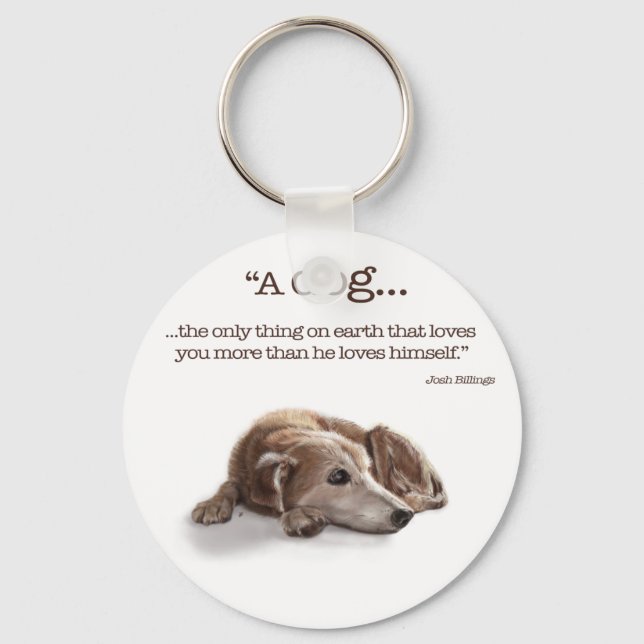 Daydreaming Dog Illustration Keychain (Front)