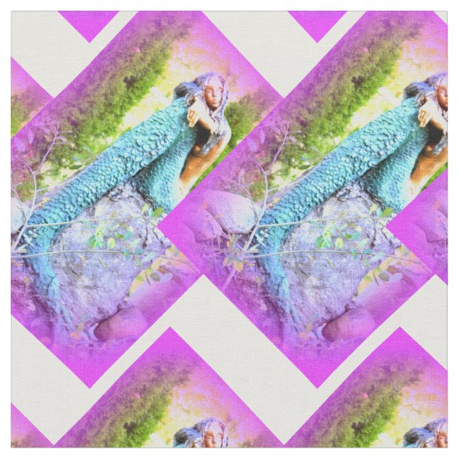 daydreaming mermaids zigzag fabric (Close Up)