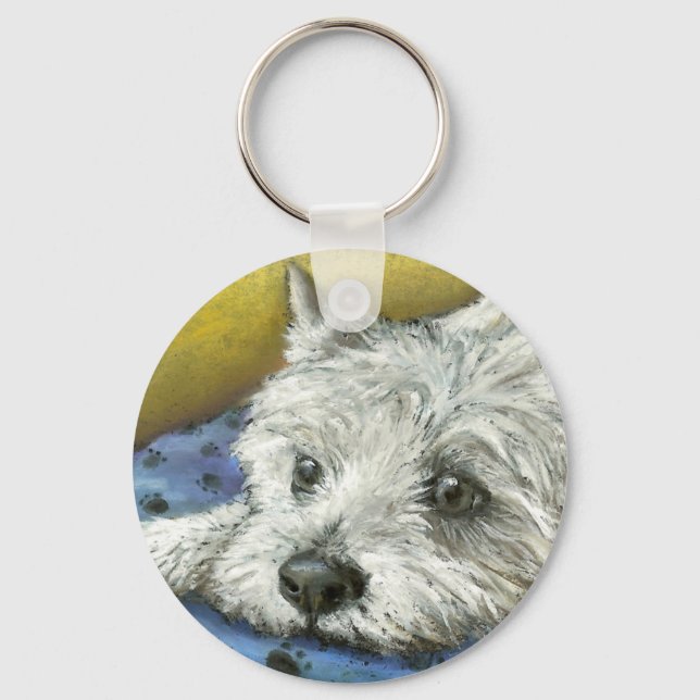 Daydreaming westie keychain (Front)