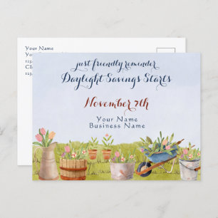 Daylight Savings Fall Back Reminder Business Postcard