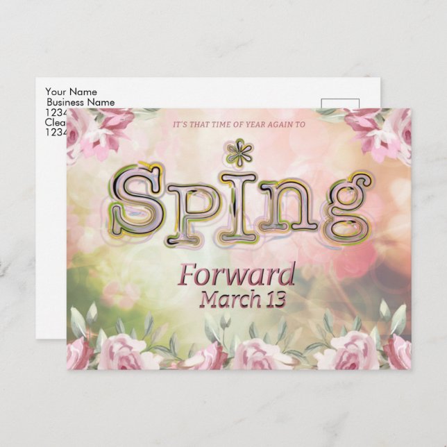 Daylight Savings Spring Forward Business Postcard (Front/Back)