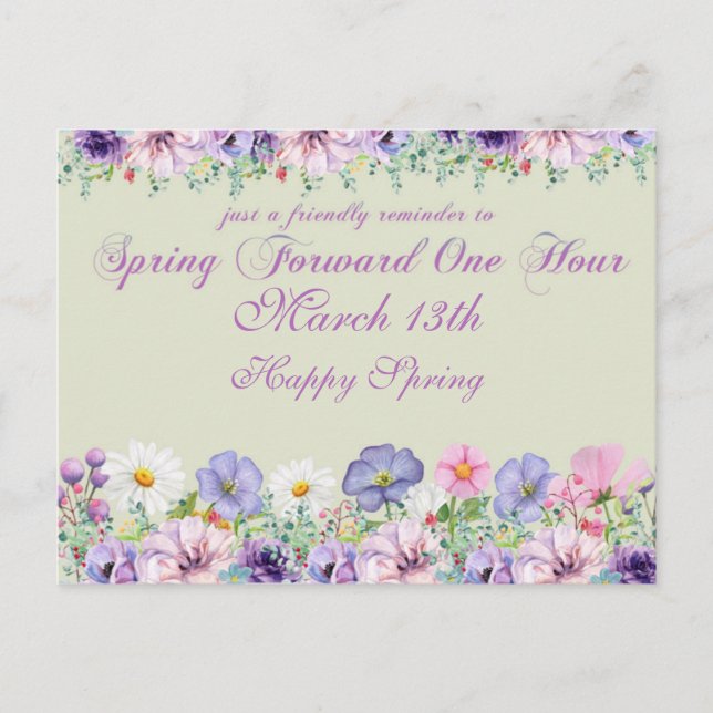 Daylight Savings Time Change Reminder Postcard (Front)