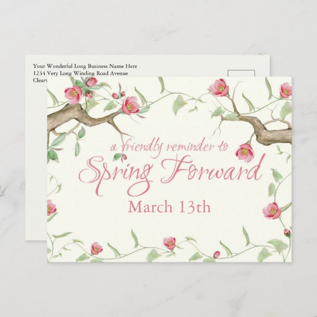 Daylight Savings Time Reminder Postcard (Front/Back)