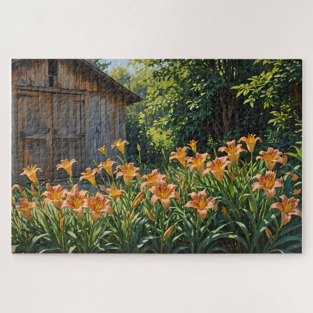 Daylilies and Shed Jigsaw Puzzle (Horizontal)