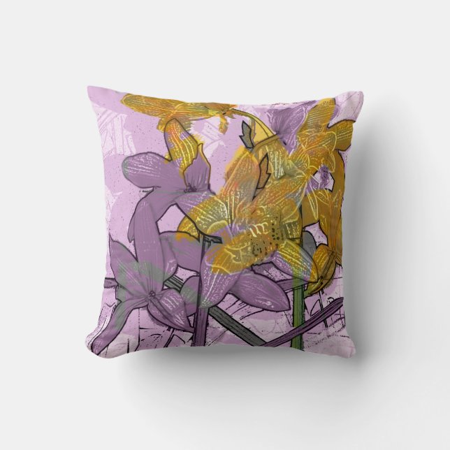 Daylilies Throw Pillow (Front)