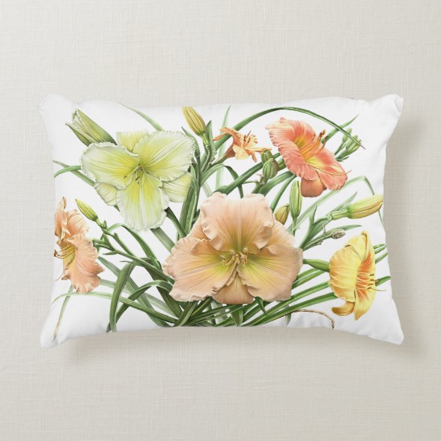 Daylily Bouquet Accent Pillow (Front)