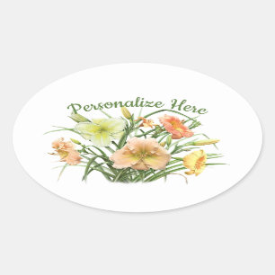 Daylily Bouquet Personalized Oval Sticker