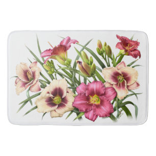 Daylily Bouquet Rubies Bath Mat