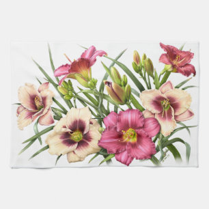 Daylily Bouquet Rubies Kitchen Towel