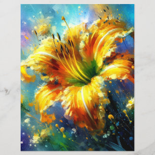Daylily Daylilies Flower Yellow Scrapbook Paper