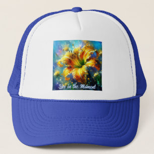 Daylily Daylilies Flower Yellow Teal Personalized Trucker Hat
