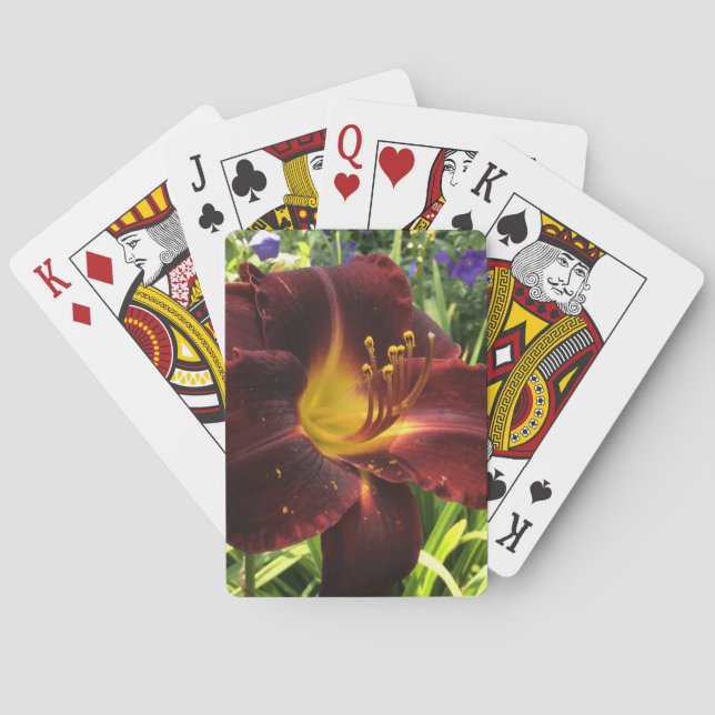 DAYLILY "Dominic" Dark Wine. Playing Cards (Back)