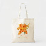 Daylily fine art wedding bridesmaid name bag<br><div class="desc">Bridesmaid or other wedding attendant gift bags / wedding favour bags ideal for showing your appreciation to your bridesmaids or other attendants to your wedding. Detailed watercolor of a beautiful Hemerocallis flower on this floral wedding favour bag. A very appropriate flower for your one very special wedding day as these...</div>