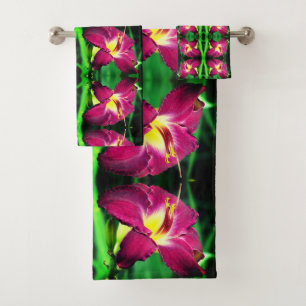 Daylily Flower Close Up Abstract   Bath Towel Set