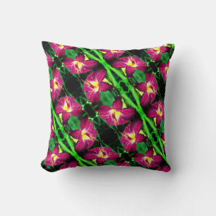 Daylily Flower Close Up Abstract Pattern Throw Pillow