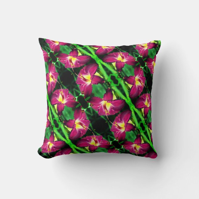 Daylily Flower Close Up Abstract Pattern  Throw Pillow (Front)