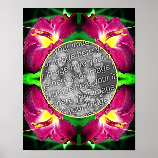 Daylily Flower Frame Create Your Own Photo Poster (Front)