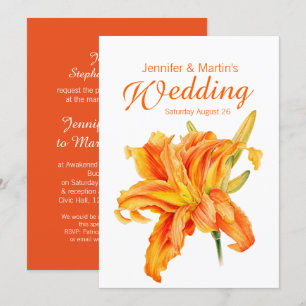 Daylily Hemerocallis floral wedding invitation