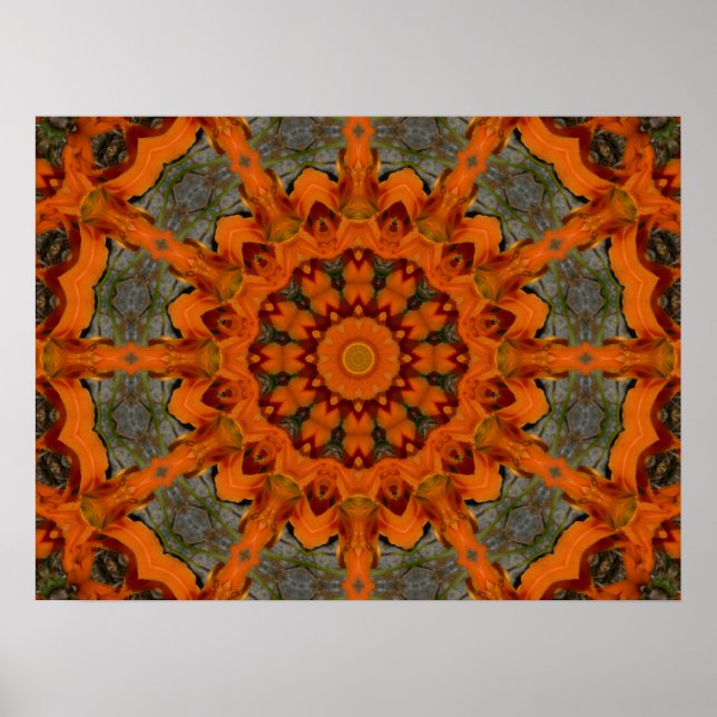 Daylily Orange Mandala Poster (Front)