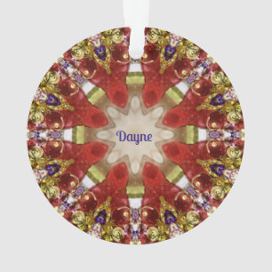 DAYNE ~ Christmas Red Purple Gold Acrylic ~ Ornament