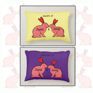 Days and Nights of lovers rabbits Accent Pillow