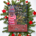 Days Be Merry Bright Bold Cute Rustic Log Snowman Holiday Card<br><div class="desc">“May your days be merry & bright.” A close-up photo of a happy and cute, rustic log snowman, wrapped in a red and white striped scarf against lighted trees helps you usher in Christmas and New Year. Feel the warmth and joy of the holiday season whenever you send this fun...</div>