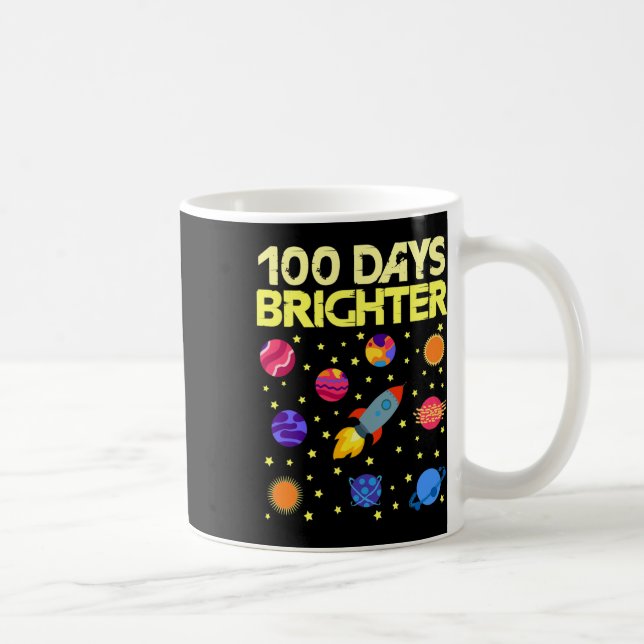 Days Brighter 100th Day Of School Stars Rocket  Coffee Mug (Right)