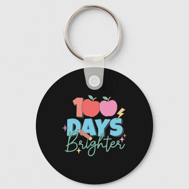 Days Brighter 100th Day Of School Student Teacher  Keychain (Front)