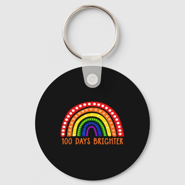 Days Brighter Fun Teacher 100th Day Of School  Keychain (Front)