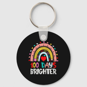 Days Brighter Rainbow 100th Day Of School Teacher Keychain