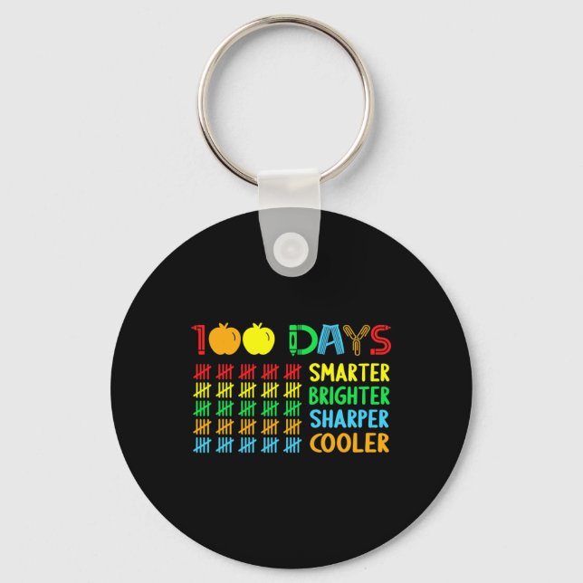 Days Brighter Smarter Sharper 100 Days Of School  Keychain (Front)