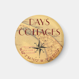 Days Cottages Map with Coordinates Magnet