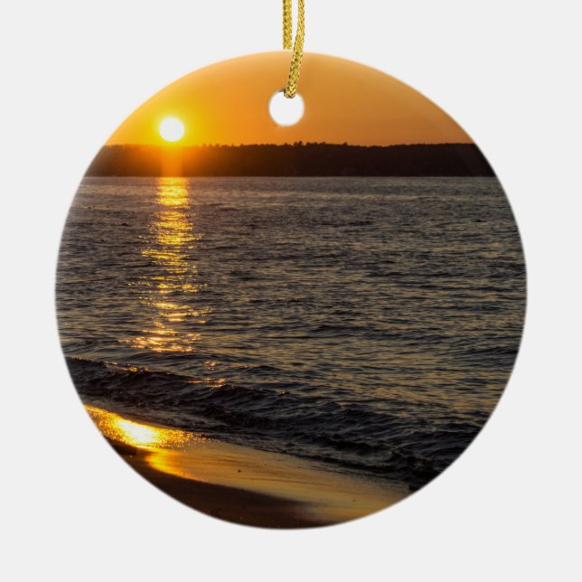 Days End At Traverse City Ceramic Ornament (Front)