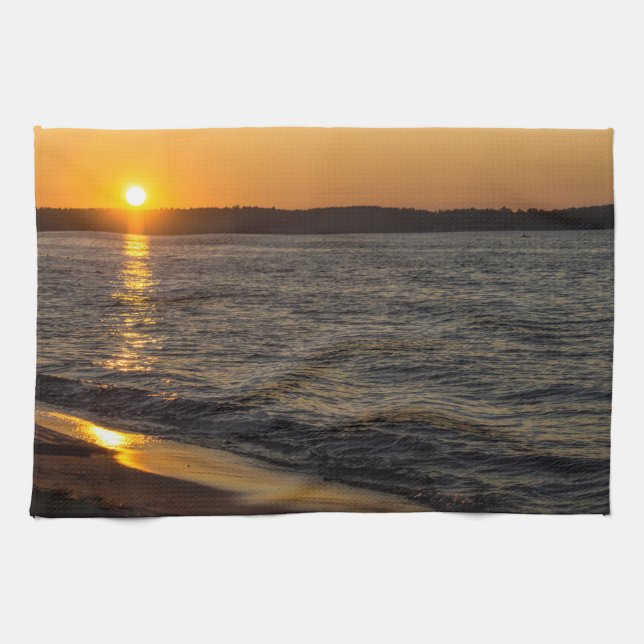Days End At Traverse City Kitchen Towel (Horizontal)