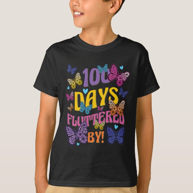 Days Fluttered By - 100th Day Of School Butterfly  T-Shirt (Front)