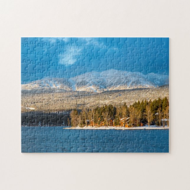Days Last Light Shines On Ski Runs Of Whitefish Jigsaw Puzzle (Horizontal)
