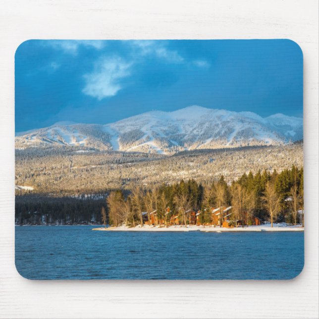 Days Last Light Shines On Ski Runs Of Whitefish Mouse Pad (Front)