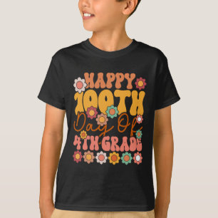 Days Of 4th Grade Cute Groovy Teacher Kids Girls B T-Shirt