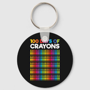 Days Of Crayons For Girls Kids 100th Day Of School Keychain