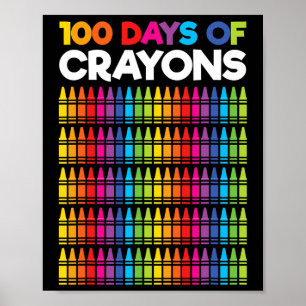 Days Of Crayons For Girls Kids 100th Day Of School Poster
