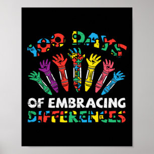 Days Of Embracing Autism 100th Day School Sped Tea Poster