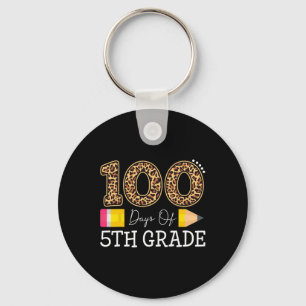 Days Of Fifth Grade Leopard Happy 100th Day Of Sch Keychain