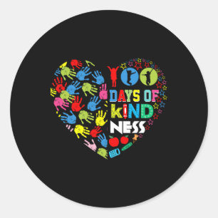 Days Of Kind Ness Fun 100 Days Of School Outfit Fo Classic Round Sticker