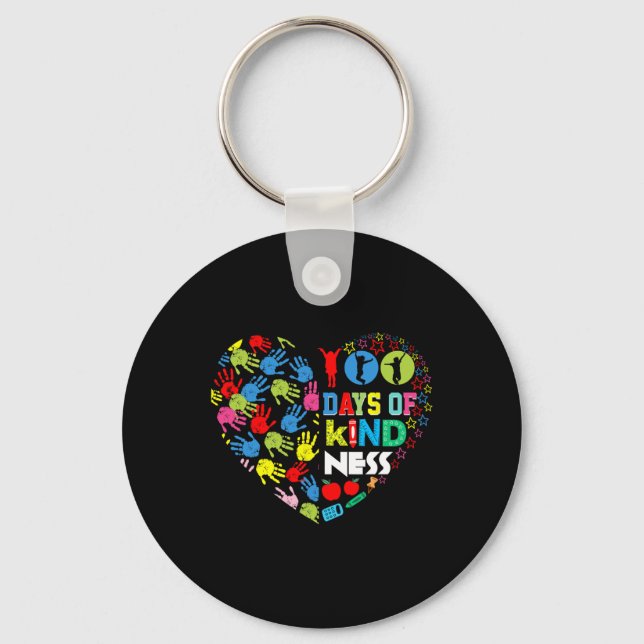 Days Of Kind Ness Fun 100 Days Of School Outfit Fo Keychain (Front)