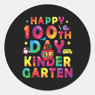 Days Of Kindergarten Kids Cute Happy 100th Day Of Classic Round Sticker