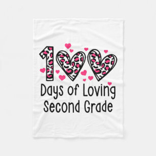 Days Of Loving Second Grade Heart 100th Day Of Sch Fleece Blanket