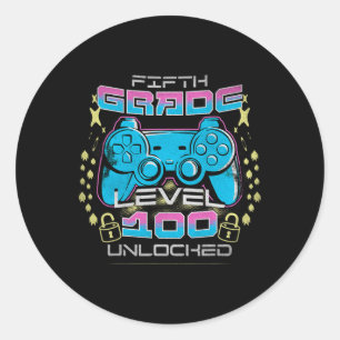 Days Of School 5th Grade Level Unlocked Video Game Classic Round Sticker