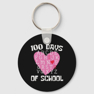 Days Of School Alphabet 100th Day Teacher Student Keychain