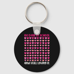 Days Of School And Still Loving It Hearts Girls Keychain